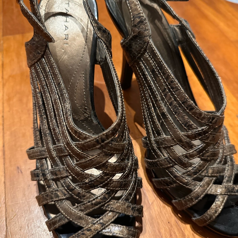 Tahari Dark Brown Strappy Heels